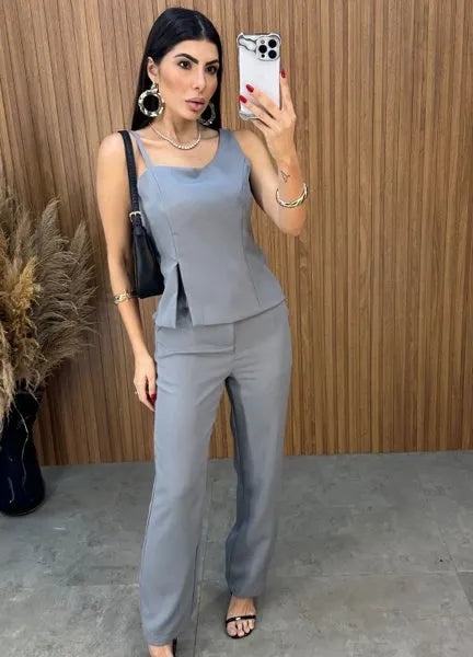 Conjunto Charlotte Alfaiataria - Cinza