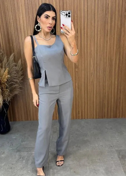 Conjunto Charlotte Alfaiataria - Cinza