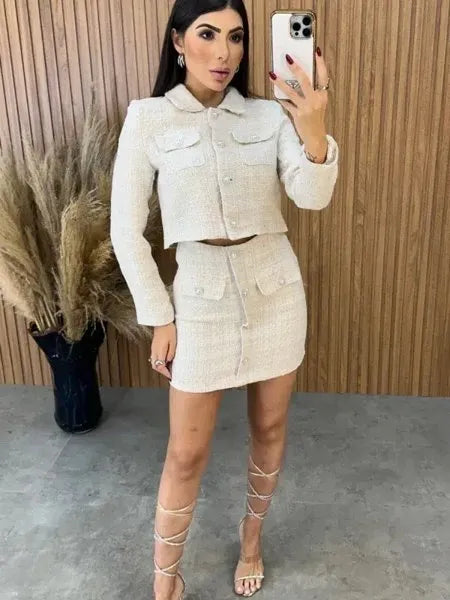 Conjunto Tweed Super Luxo - Areia