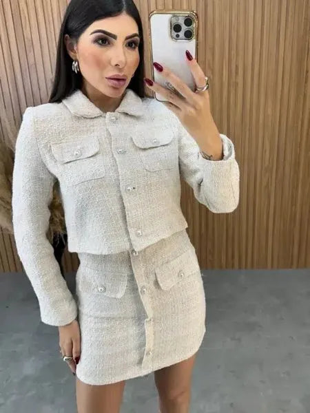 Conjunto Tweed Super Luxo - Areia