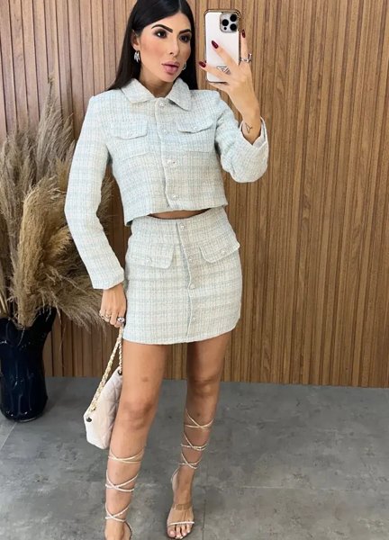 Conjunto Tweed Super Luxo - Verde