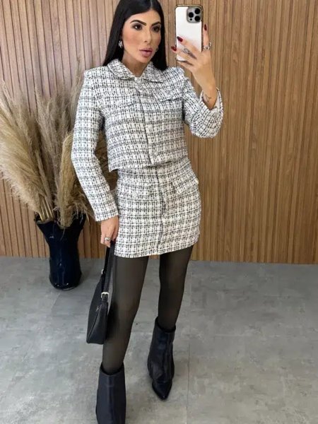 Conjunto Tweed Super Luxo - Preto