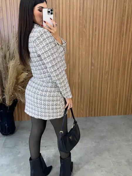 Conjunto Tweed Super Luxo - Preto