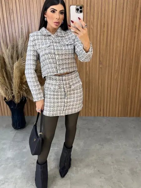 Conjunto Tweed Super Luxo - Preto