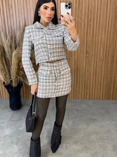 Conjunto Tweed Super Luxo - Preto
