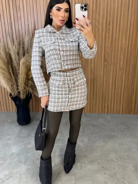 Conjunto Tweed Super Luxo - Preto
