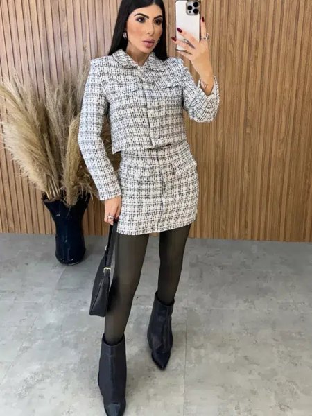 Conjunto Tweed Super Luxo - Preto