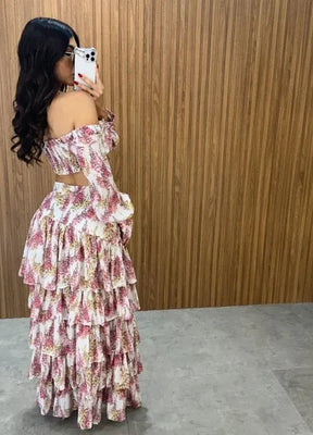 Conjunto Búzios Floral - Off/Rosa