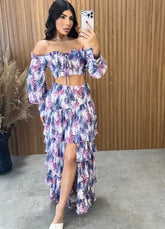 Conjunto Búzios Floral - Off/Lavanda
