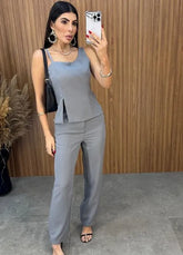 Conjunto Charlotte Alfaiataria - Cinza