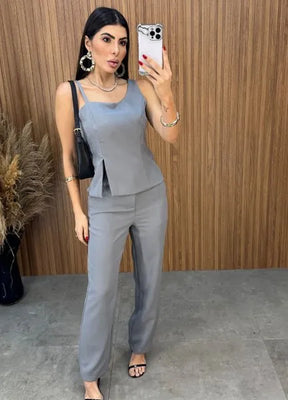 Conjunto Charlotte Alfaiataria - Cinza