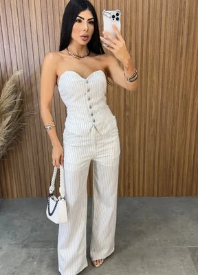 Conjunto Giulia Risca de Giz - Branco
