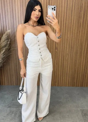 Conjunto Giulia Risca de Giz - Branco