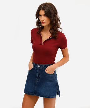 Short saia Jeans com fendas