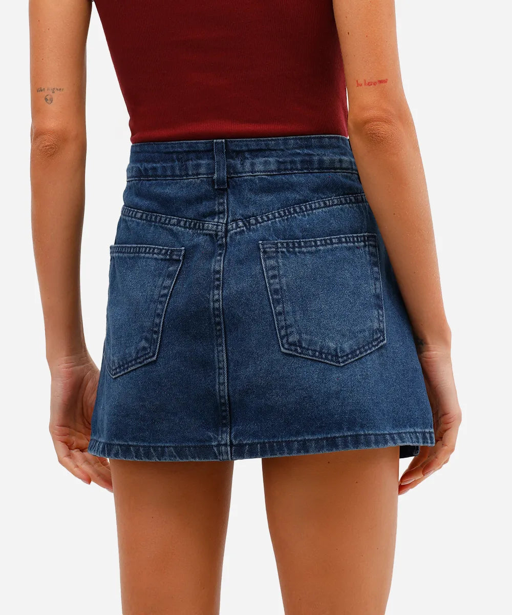 Short saia Jeans com fendas