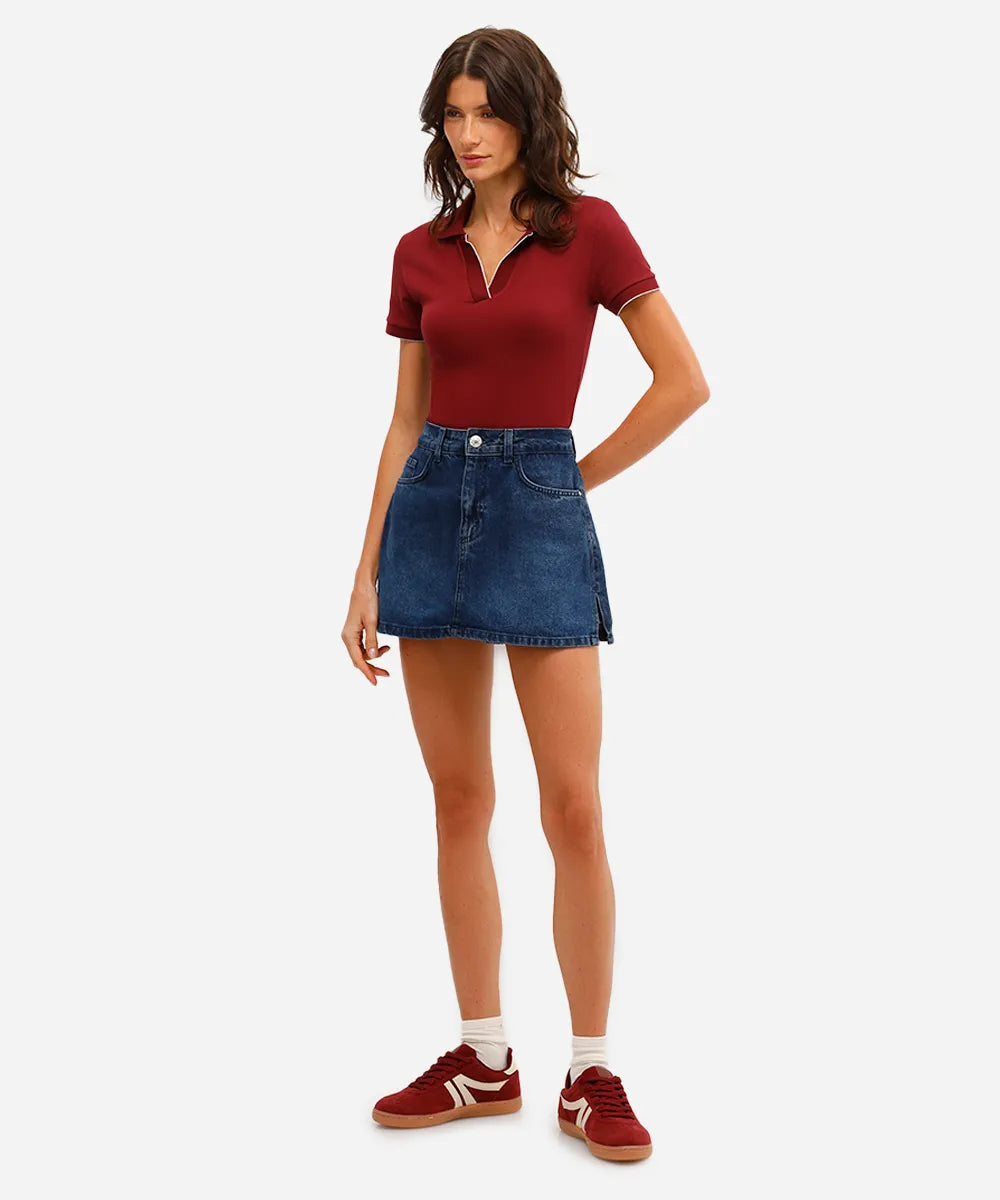 Short saia Jeans com fendas