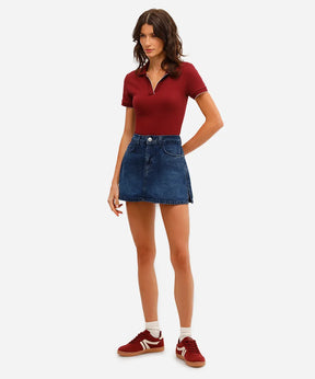 Short saia Jeans com fendas