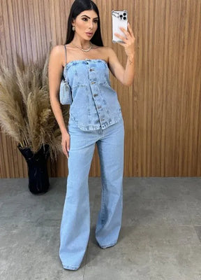 Blusa Jeans Camila - Lavagem Clara