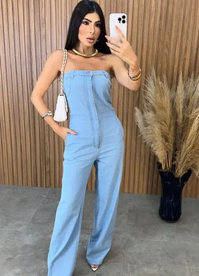 Macacão Jeans Virgínia - Lavagem Clara