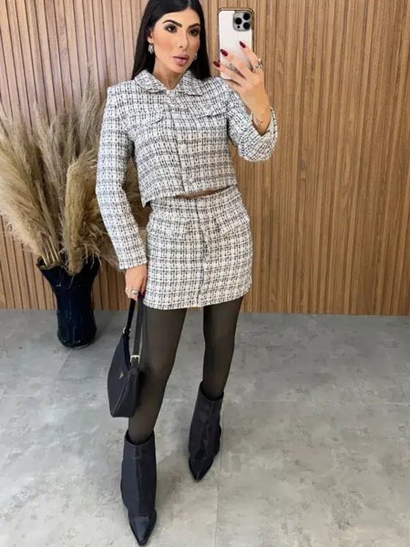 Conjunto Tweed Super Luxo - Preto